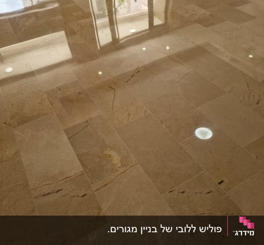 רצפה מבריקה עם השתקפות אור, נקייה ומצוחצחת